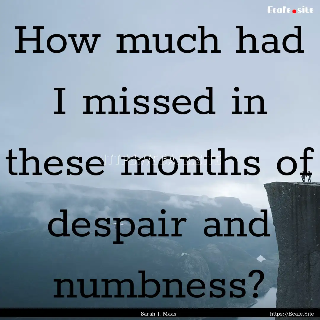 How much had I missed in these months of.... : Quote by Sarah J. Maas