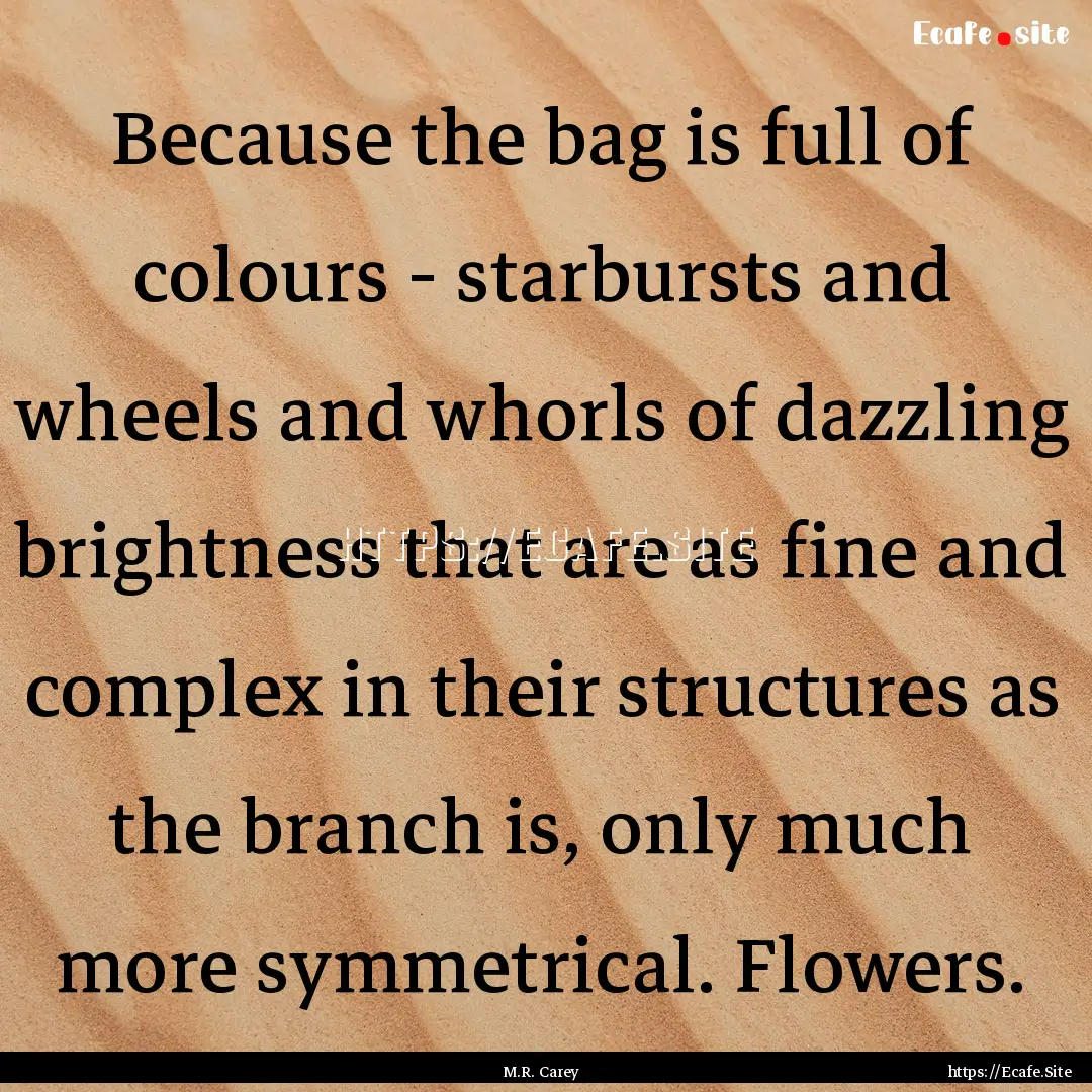 Because the bag is full of colours - starbursts.... : Quote by M.R. Carey