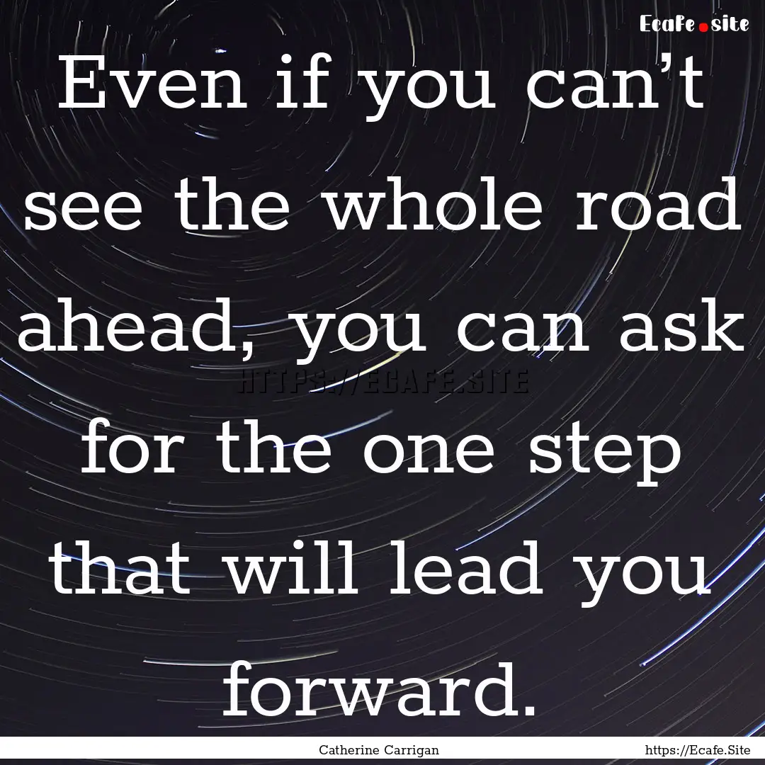 Even if you can’t see the whole road ahead,.... : Quote by Catherine Carrigan