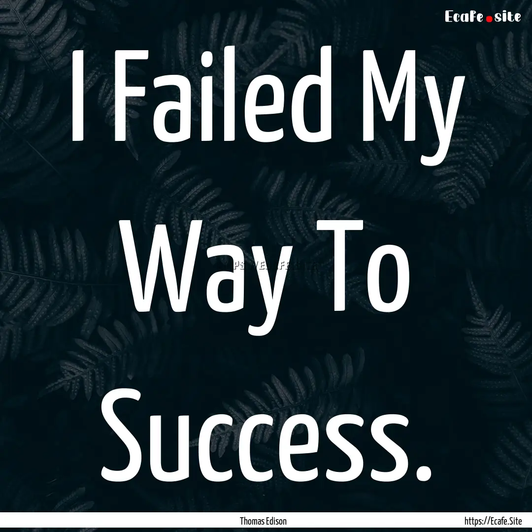 I Failed My Way To Success. : Quote by Thomas Edison