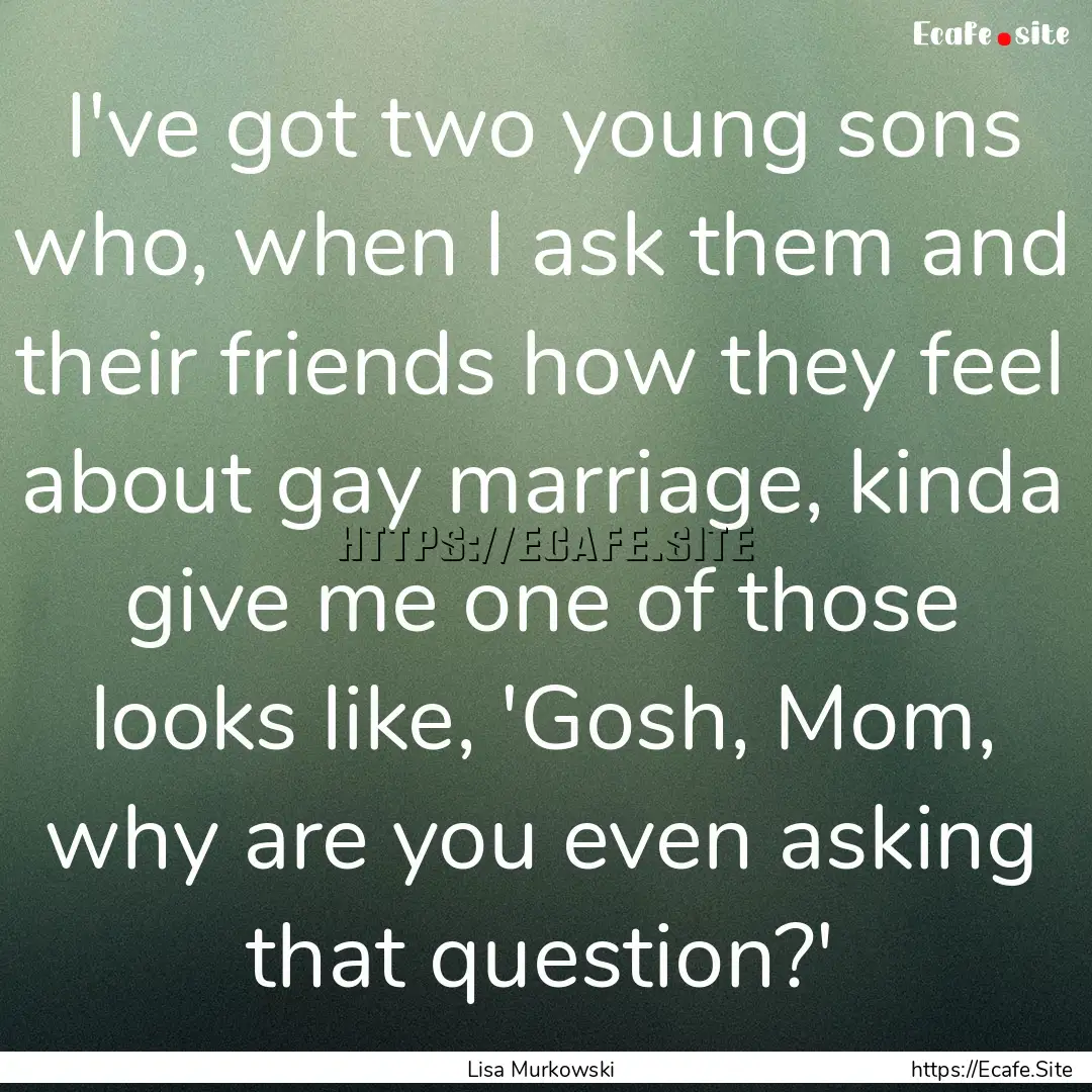 I've got two young sons who, when I ask them.... : Quote by Lisa Murkowski