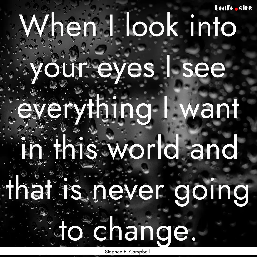 When I look into your eyes I see everything.... : Quote by Stephen F. Campbell