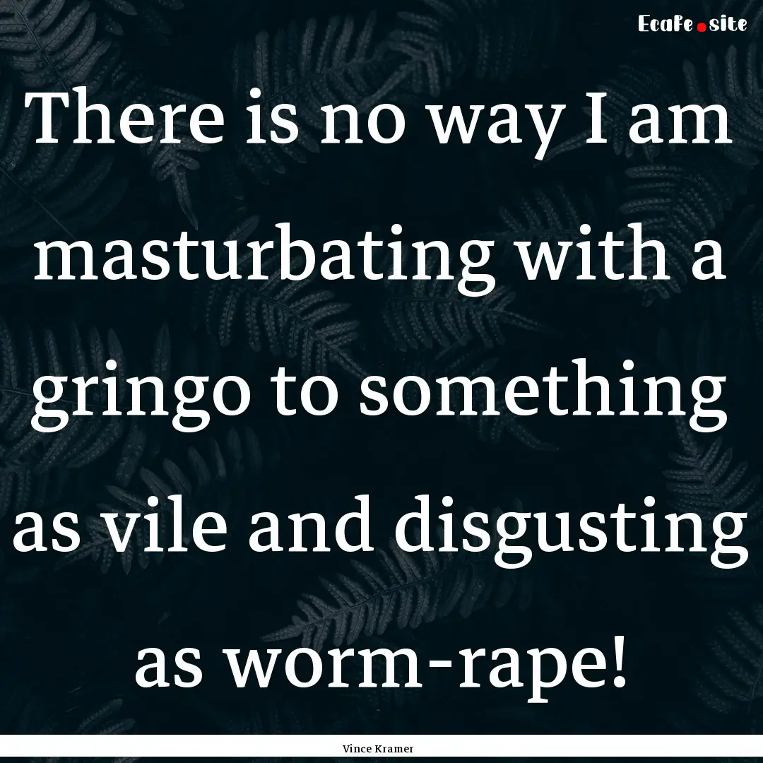 There is no way I am masturbating with a.... : Quote by Vince Kramer