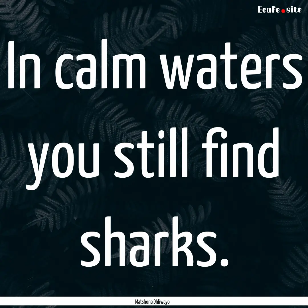 In calm waters you still find sharks. : Quote by Matshona Dhliwayo