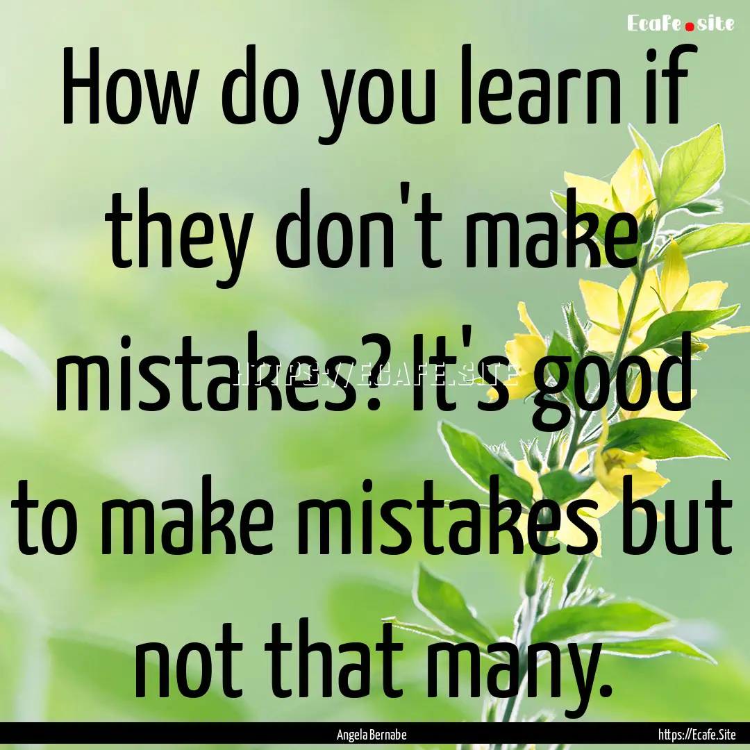 How do you learn if they don't make mistakes?.... : Quote by Angela Bernabe