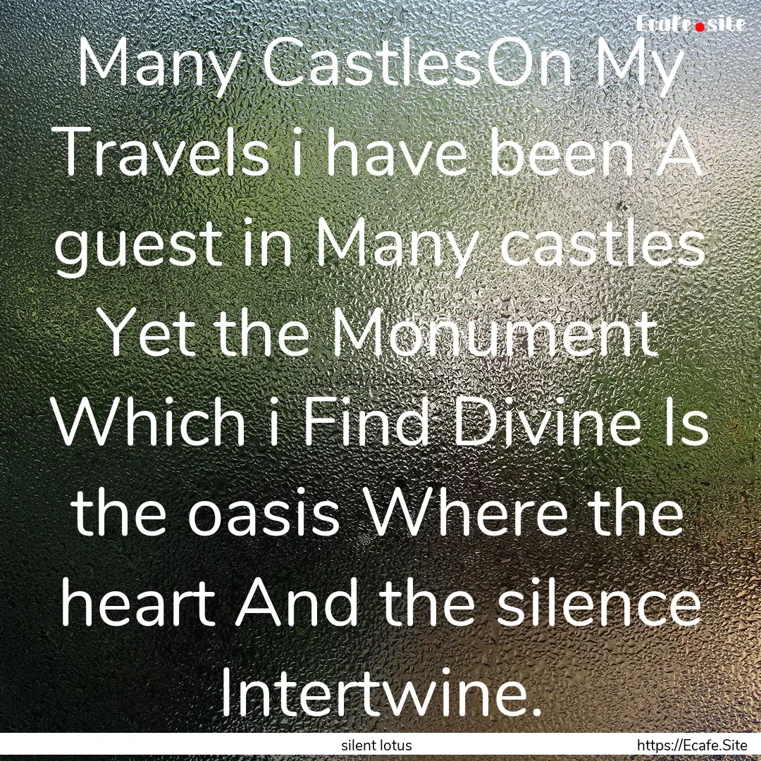 Many CastlesOn My Travels i have been A guest.... : Quote by silent lotus