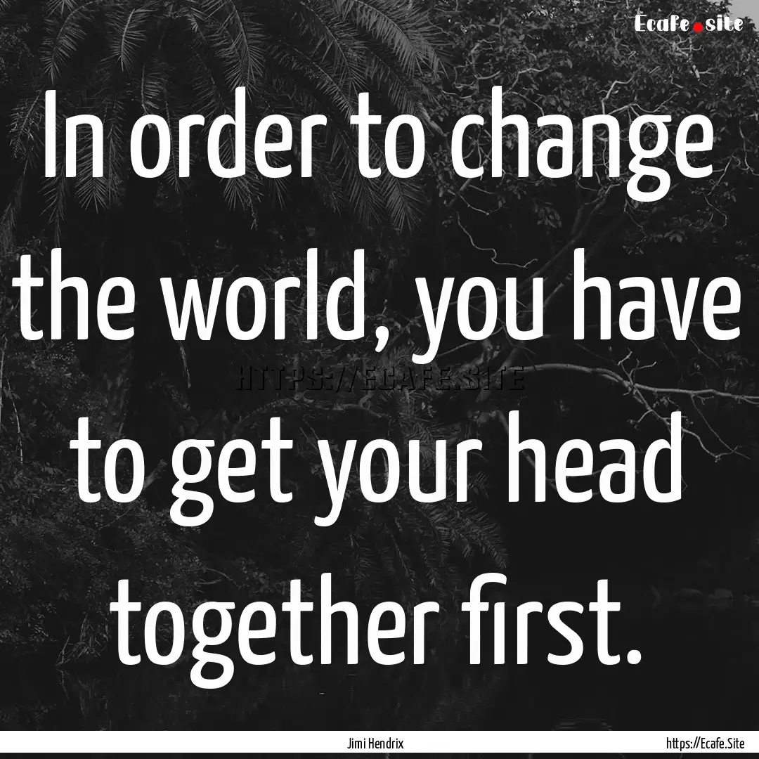 In order to change the world, you have to.... : Quote by Jimi Hendrix