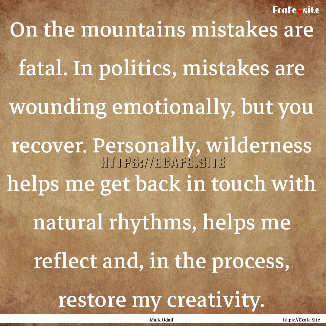 On the mountains mistakes are fatal. In politics,.... : Quote by Mark Udall