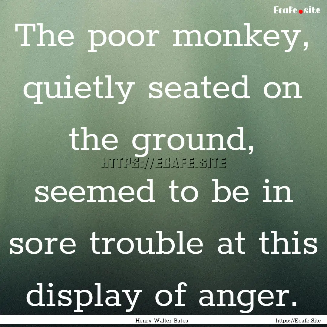 The poor monkey, quietly seated on the ground,.... : Quote by Henry Walter Bates