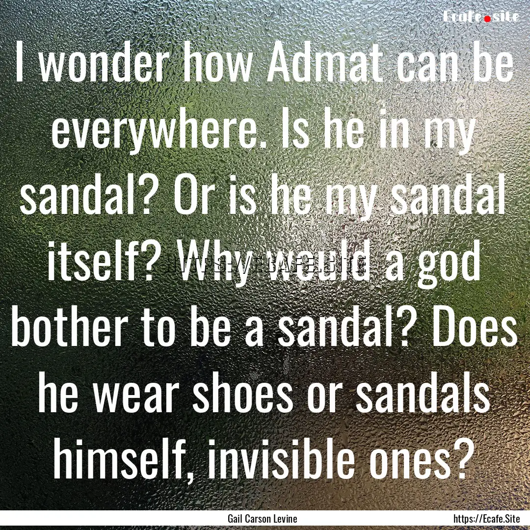 I wonder how Admat can be everywhere. Is.... : Quote by Gail Carson Levine