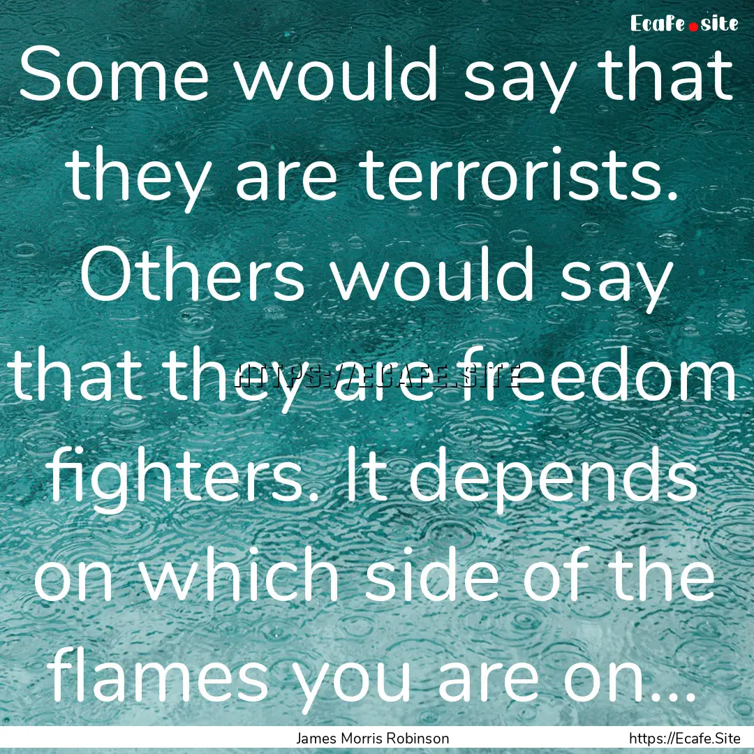 Some would say that they are terrorists..... : Quote by James Morris Robinson