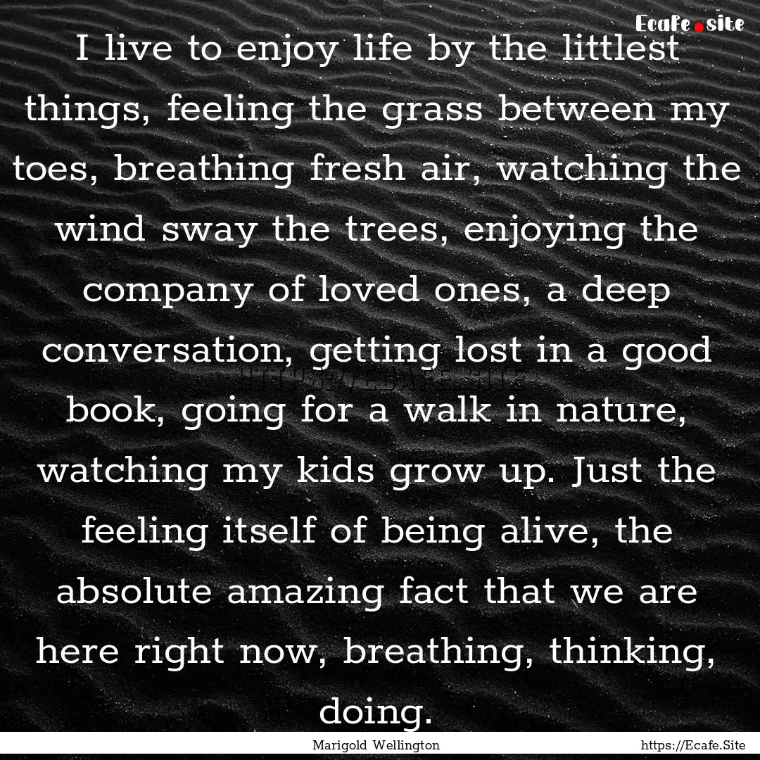 I live to enjoy life by the littlest things,.... : Quote by Marigold Wellington