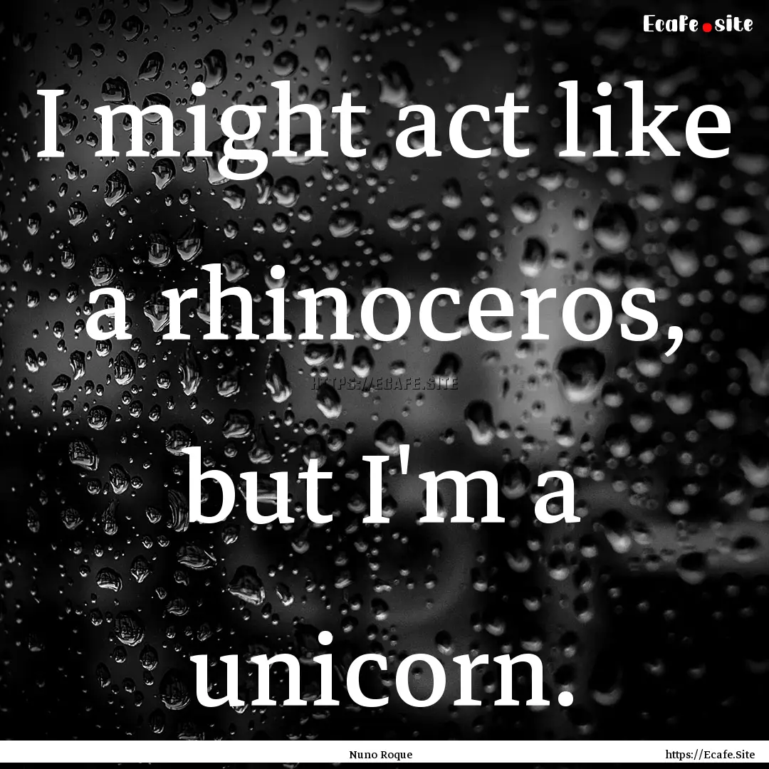 I might act like a rhinoceros, but I'm a.... : Quote by Nuno Roque