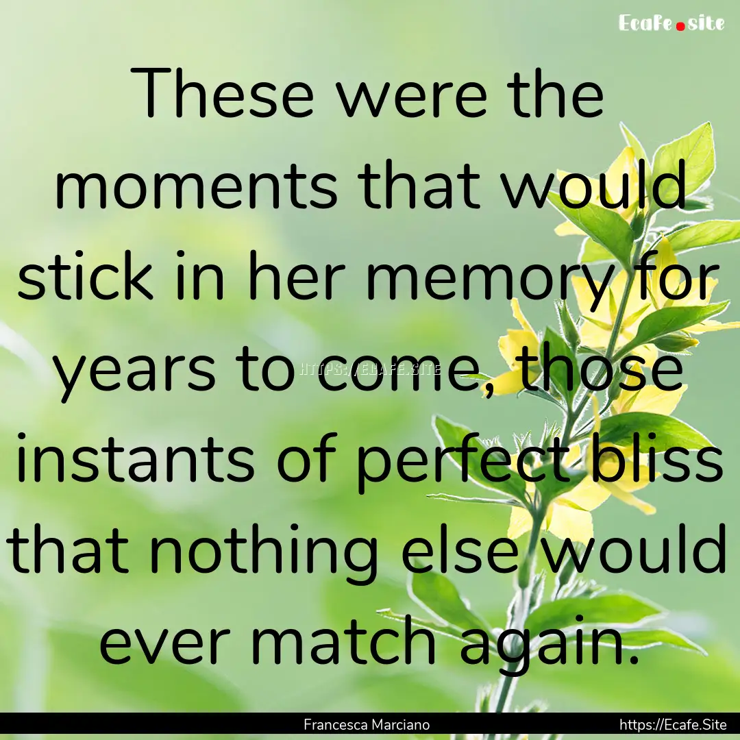 These were the moments that would stick in.... : Quote by Francesca Marciano