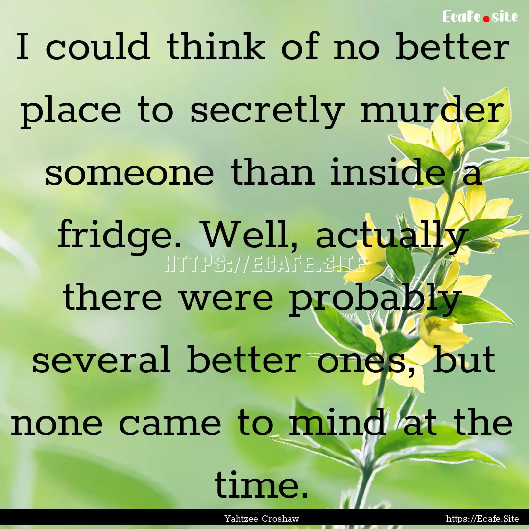 I could think of no better place to secretly.... : Quote by Yahtzee Croshaw