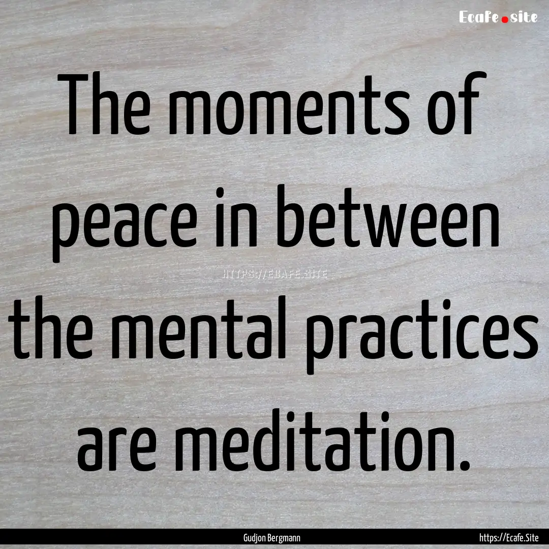 The moments of peace in between the mental.... : Quote by Gudjon Bergmann