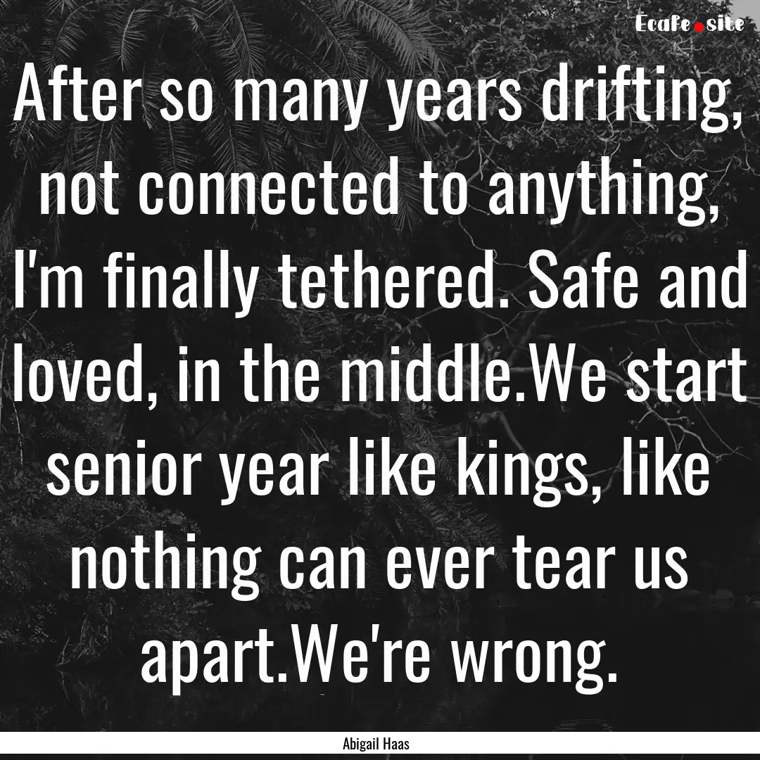 After so many years drifting, not connected.... : Quote by Abigail Haas