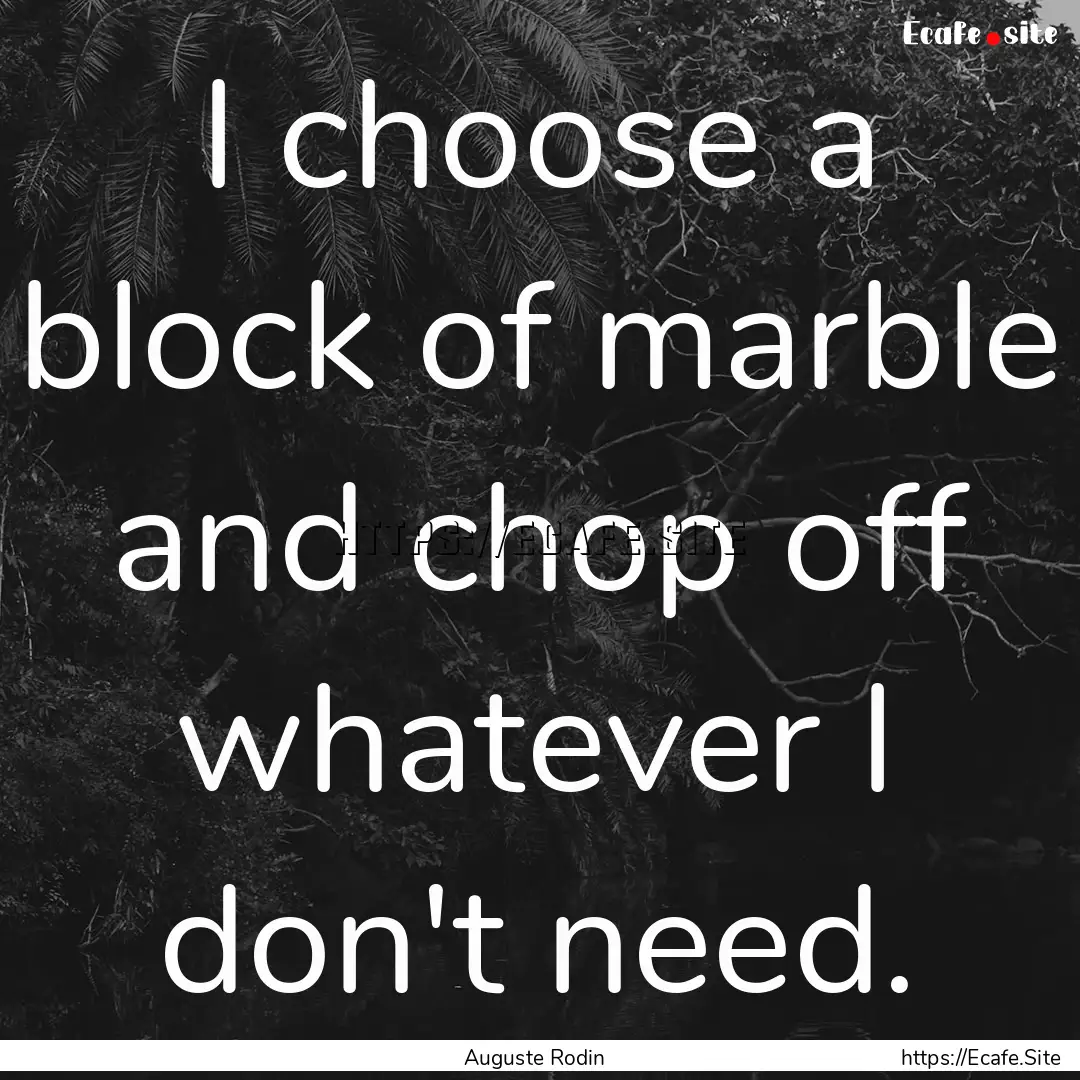 I choose a block of marble and chop off whatever.... : Quote by Auguste Rodin