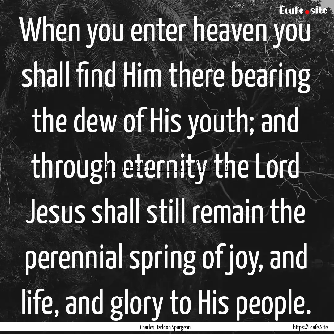 When you enter heaven you shall find Him.... : Quote by Charles Haddon Spurgeon