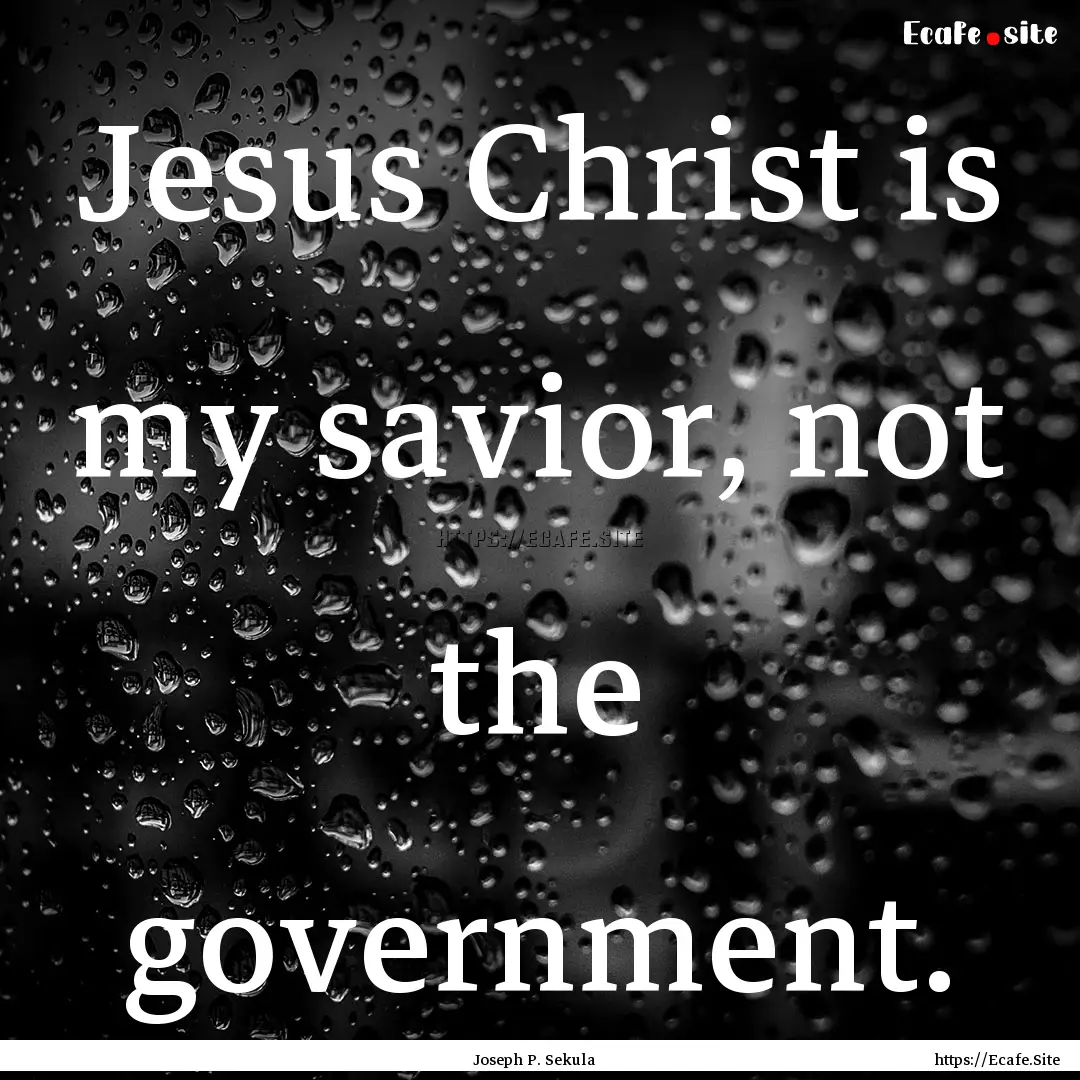 Jesus Christ is my savior, not the government..... : Quote by Joseph P. Sekula