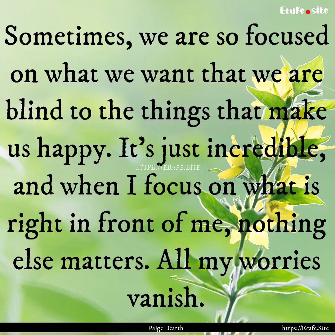 Sometimes, we are so focused on what we want.... : Quote by Paige Dearth