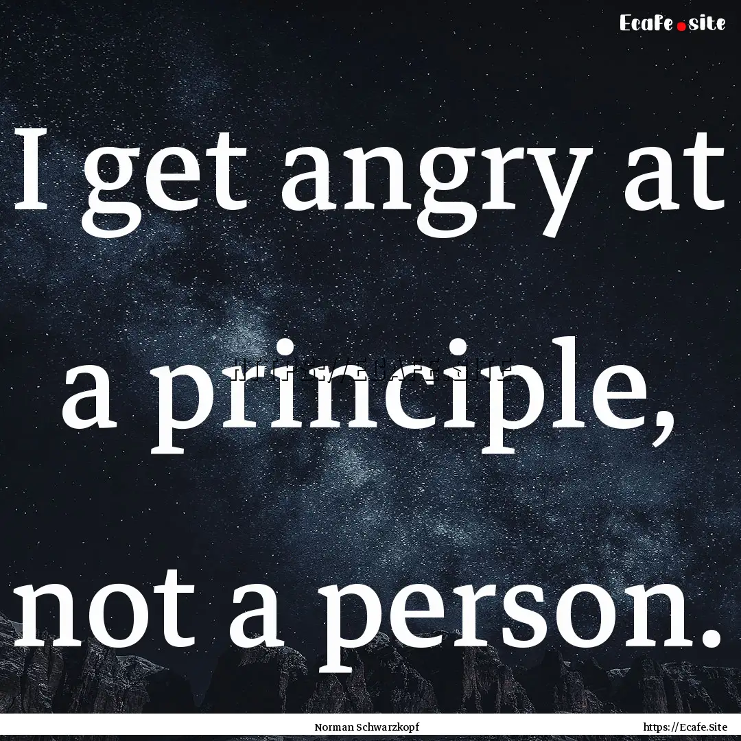 I get angry at a principle, not a person..... : Quote by Norman Schwarzkopf