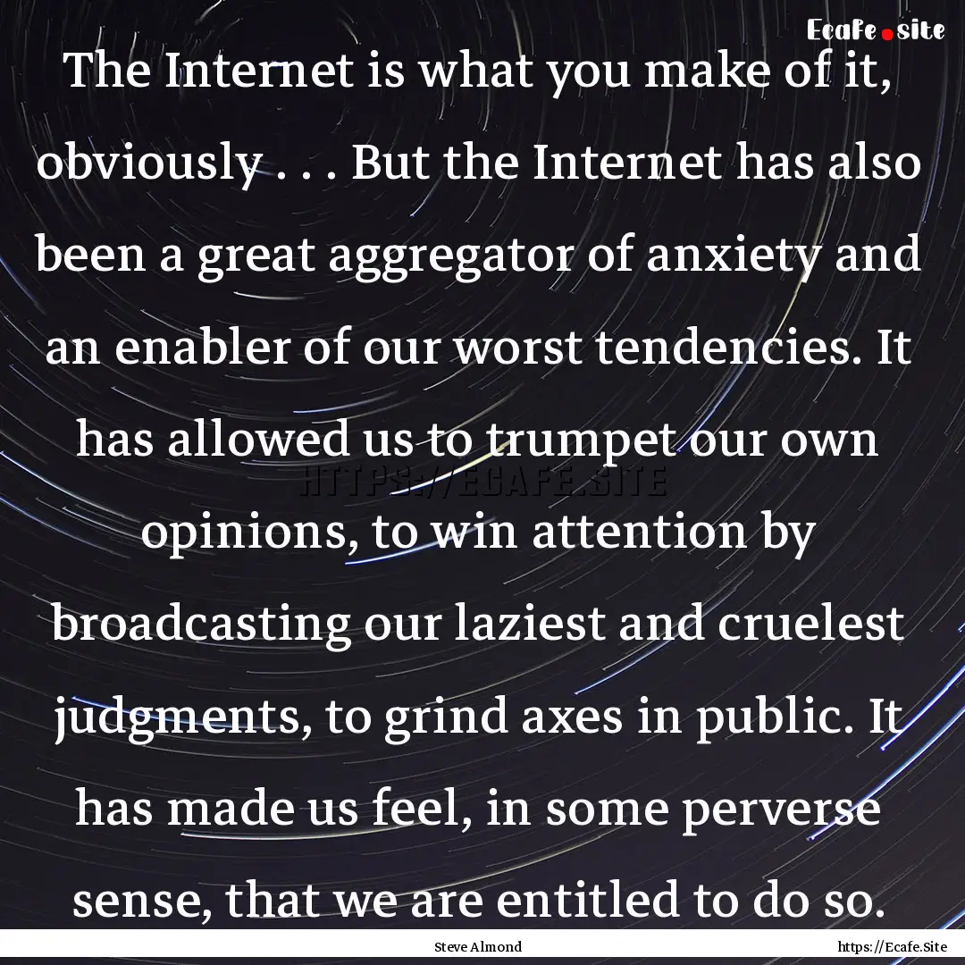 The Internet is what you make of it, obviously.... : Quote by Steve Almond