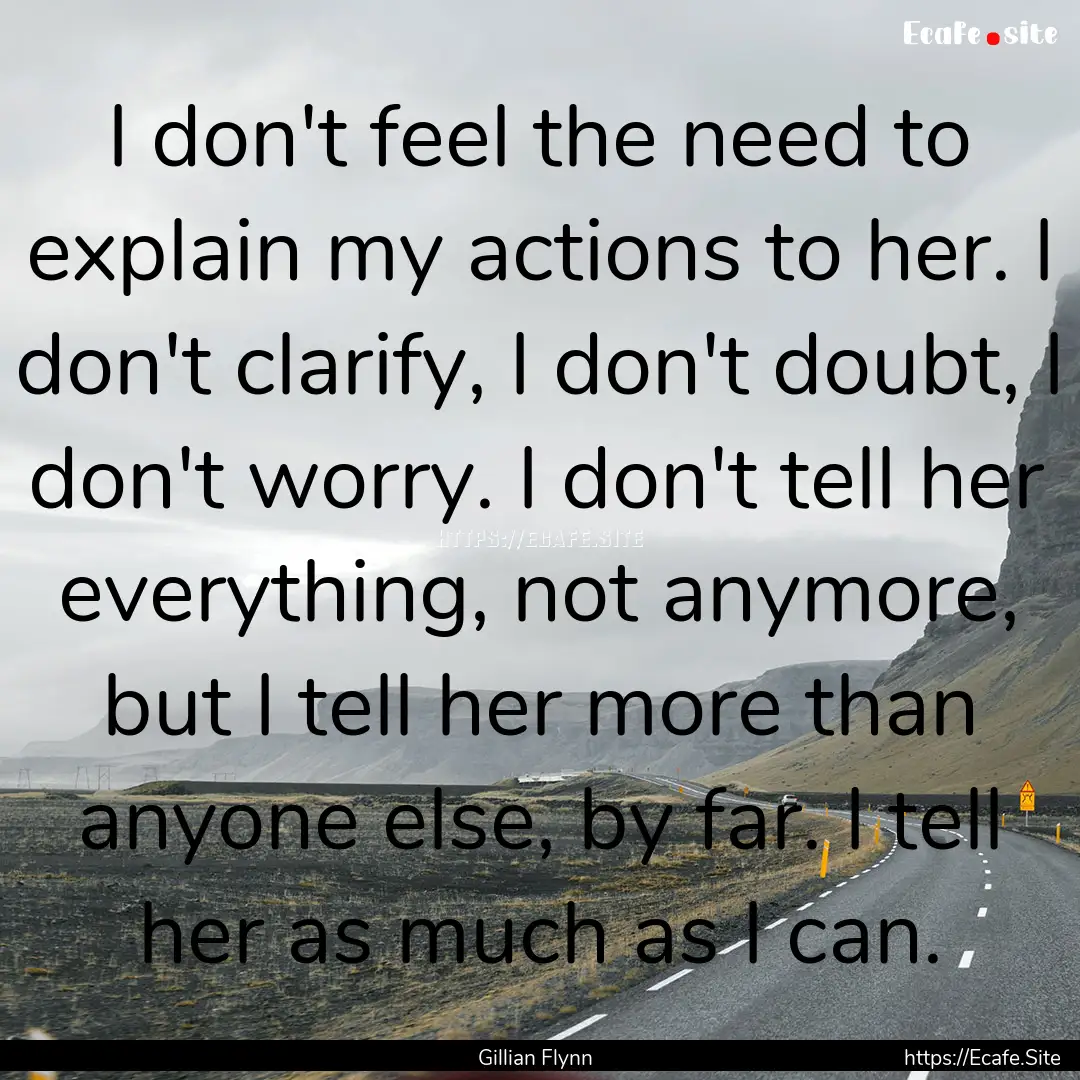 I don't feel the need to explain my actions.... : Quote by Gillian Flynn