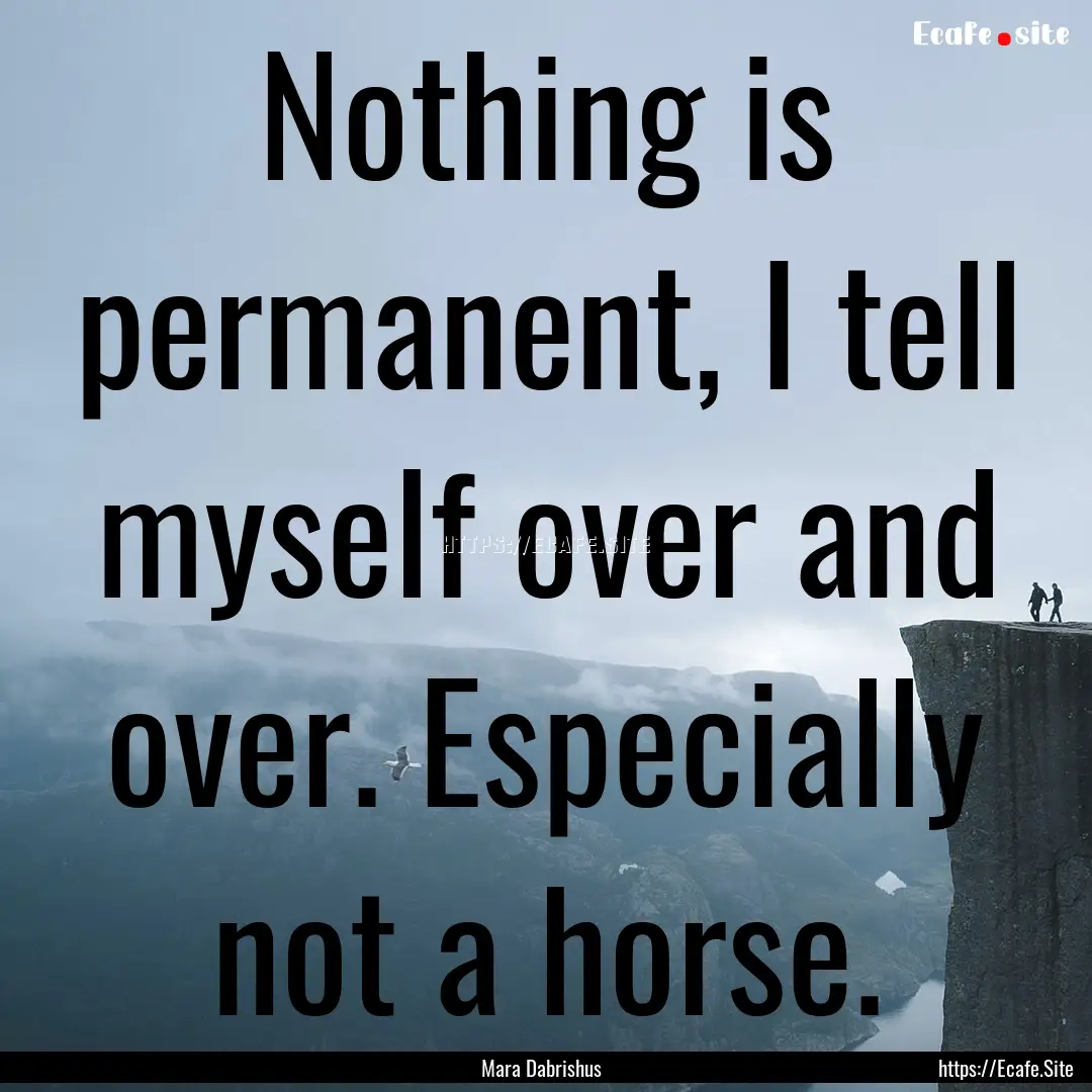 Nothing is permanent, I tell myself over.... : Quote by Mara Dabrishus