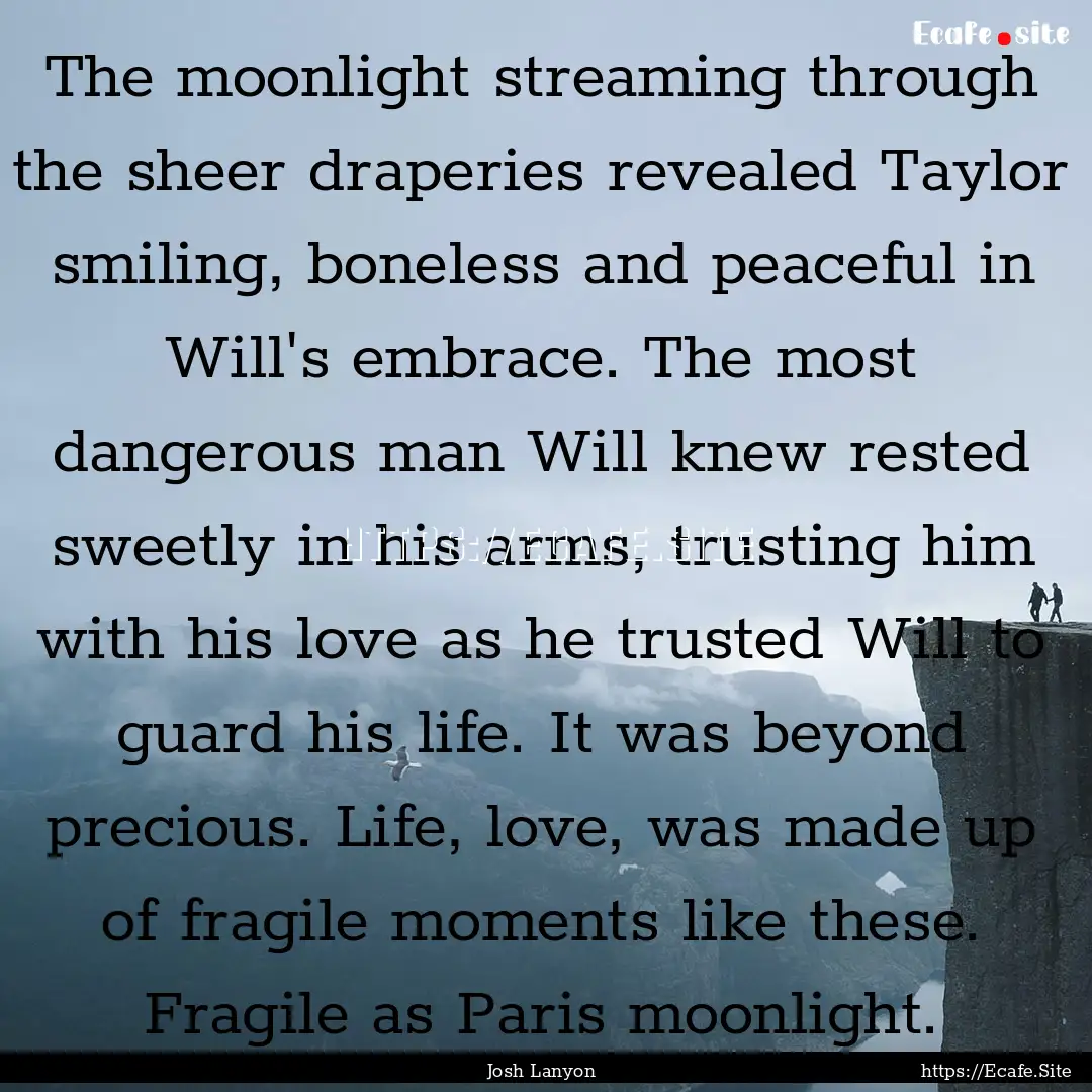 The moonlight streaming through the sheer.... : Quote by Josh Lanyon