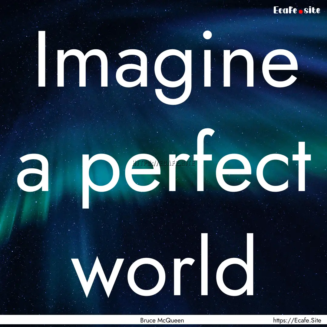 Imagine a perfect world : Quote by Bruce McQueen