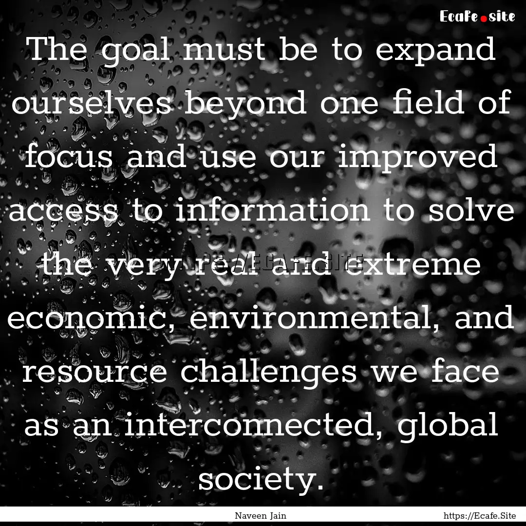 The goal must be to expand ourselves beyond.... : Quote by Naveen Jain