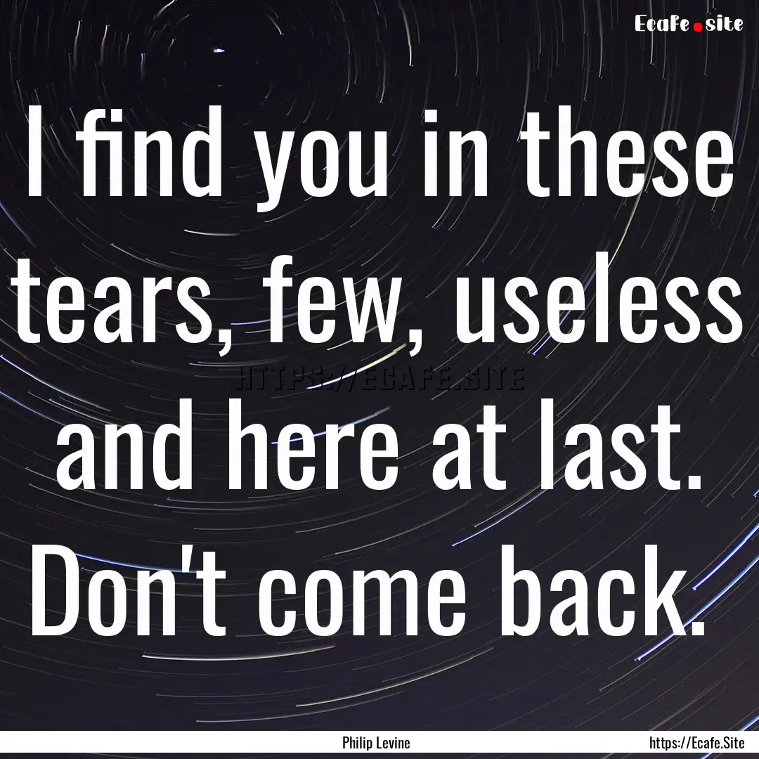 I find you in these tears, few, useless and.... : Quote by Philip Levine