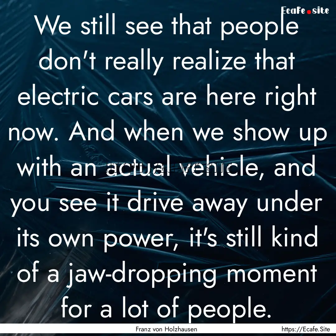 We still see that people don't really realize.... : Quote by Franz von Holzhausen