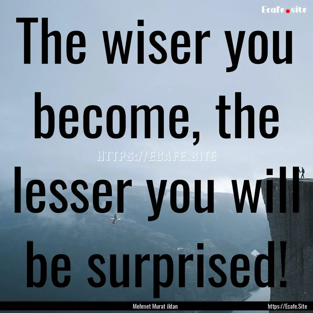 The wiser you become, the lesser you will.... : Quote by Mehmet Murat ildan