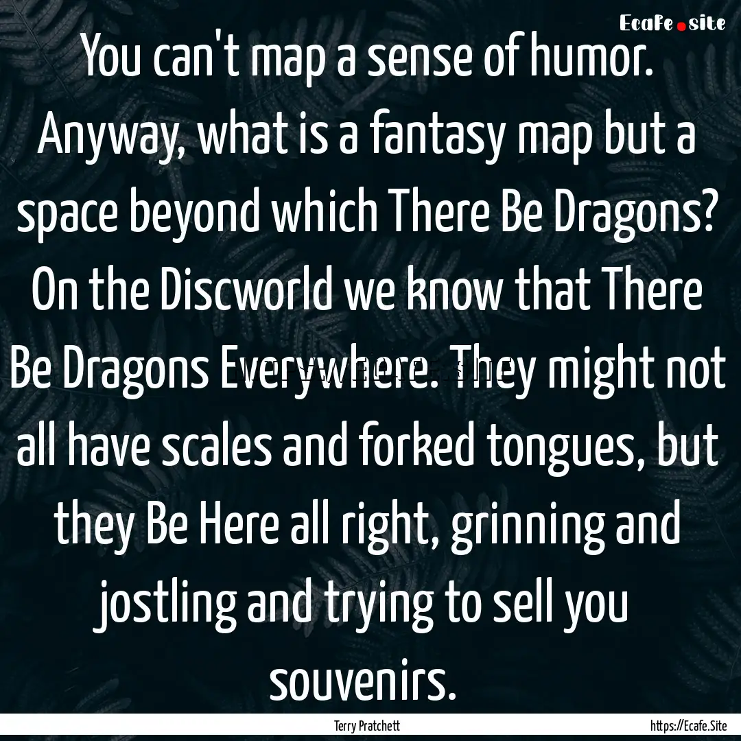 You can't map a sense of humor. Anyway, what.... : Quote by Terry Pratchett