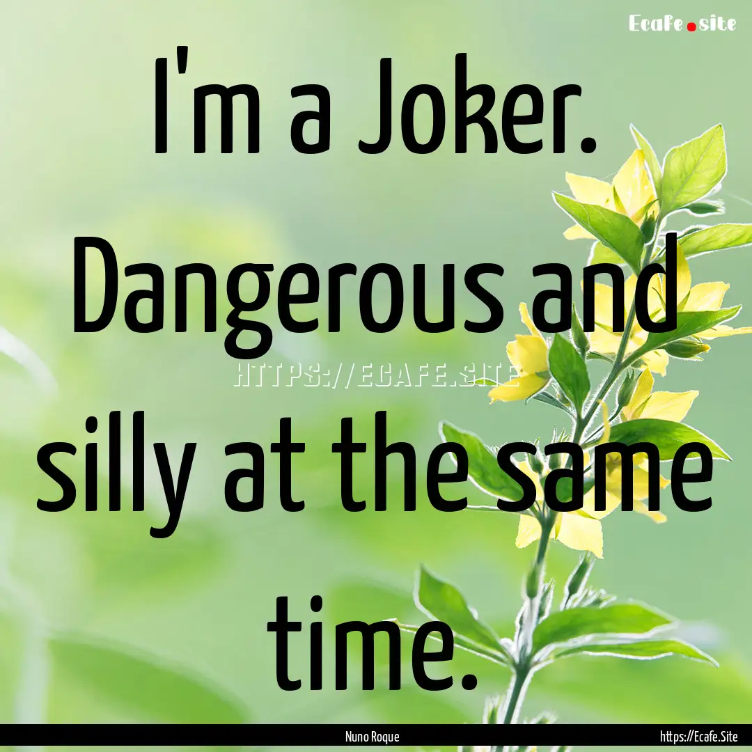 I'm a Joker. Dangerous and silly at the same.... : Quote by Nuno Roque