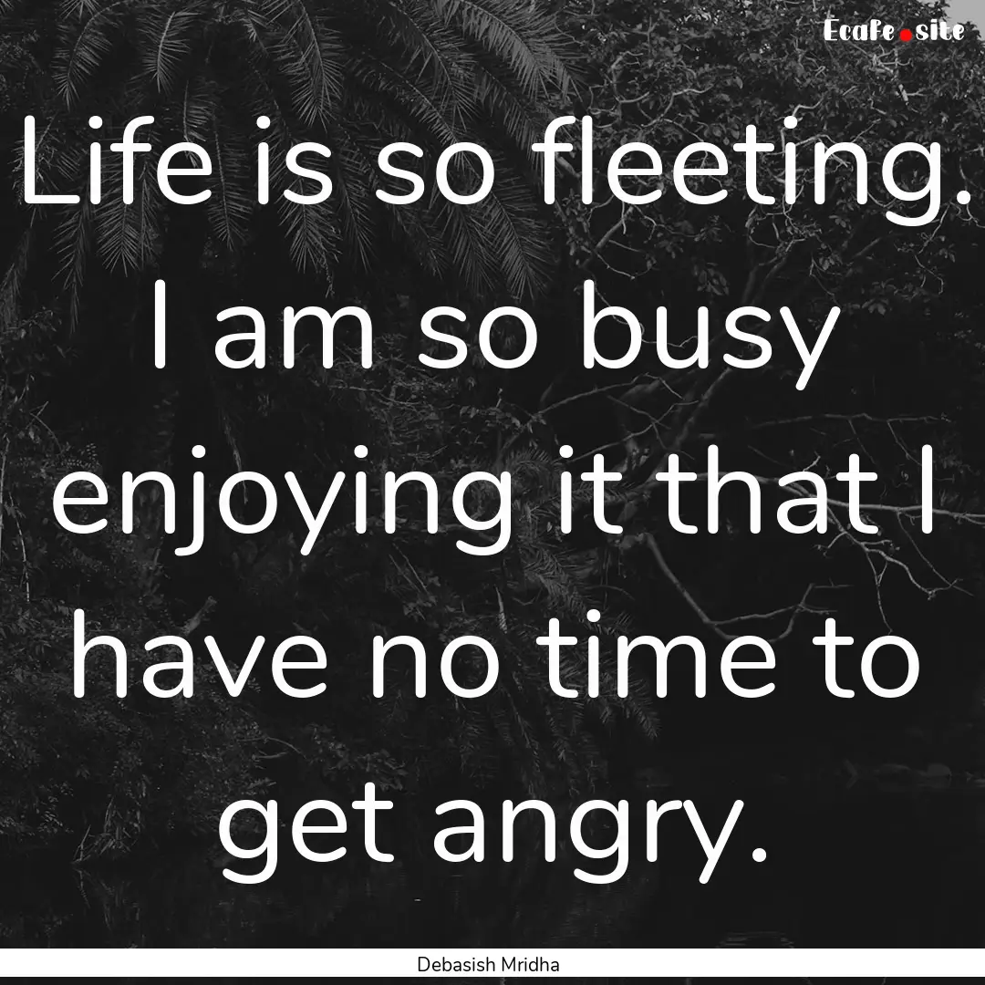 Life is so fleeting. I am so busy enjoying.... : Quote by Debasish Mridha