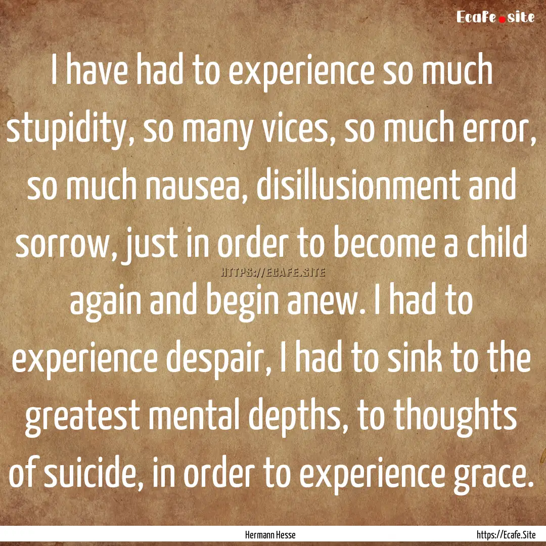 I have had to experience so much stupidity,.... : Quote by Hermann Hesse