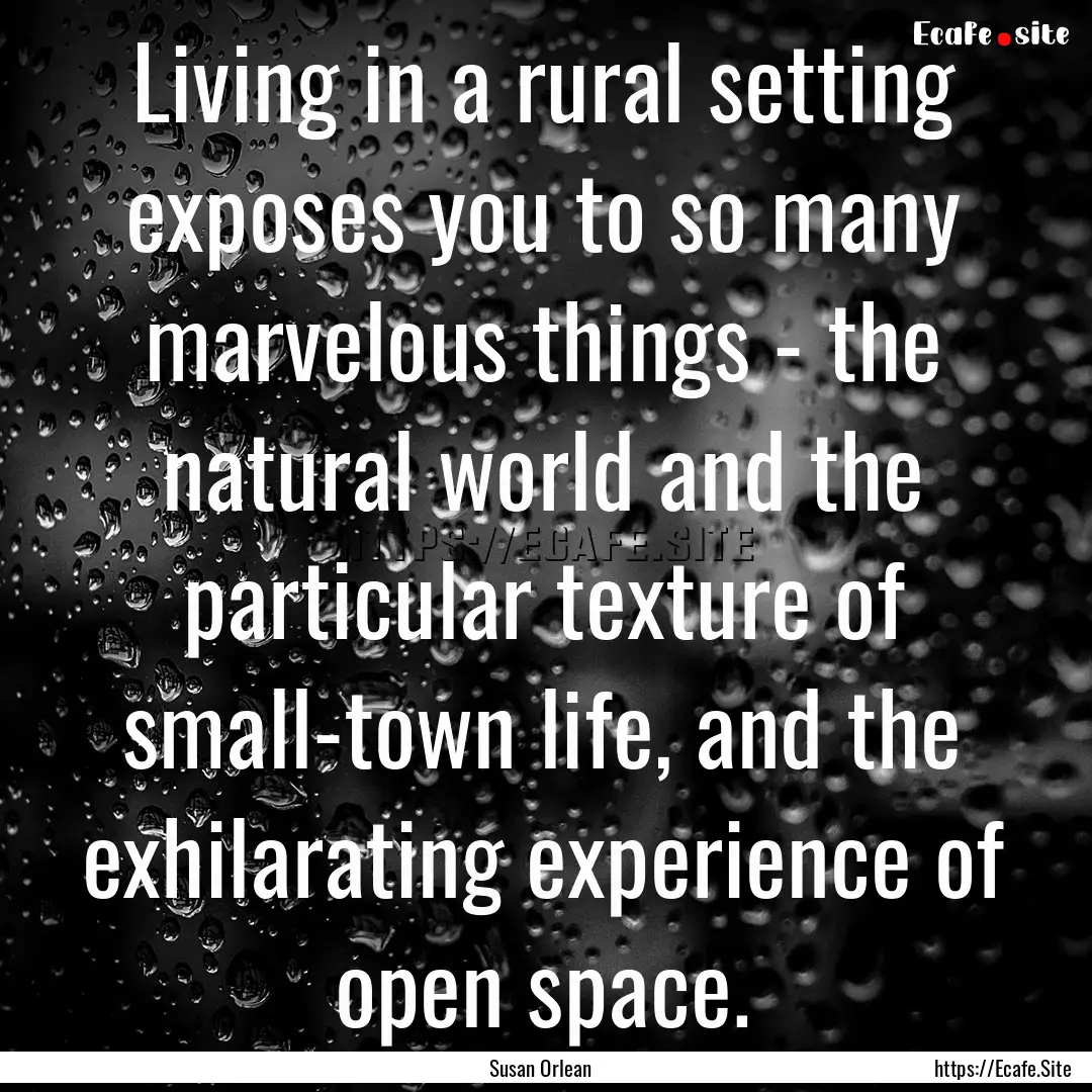 Living in a rural setting exposes you to.... : Quote by Susan Orlean