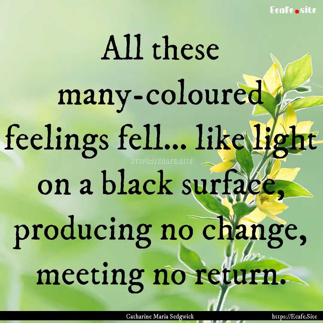 All these many-coloured feelings fell....... : Quote by Catharine Maria Sedgwick