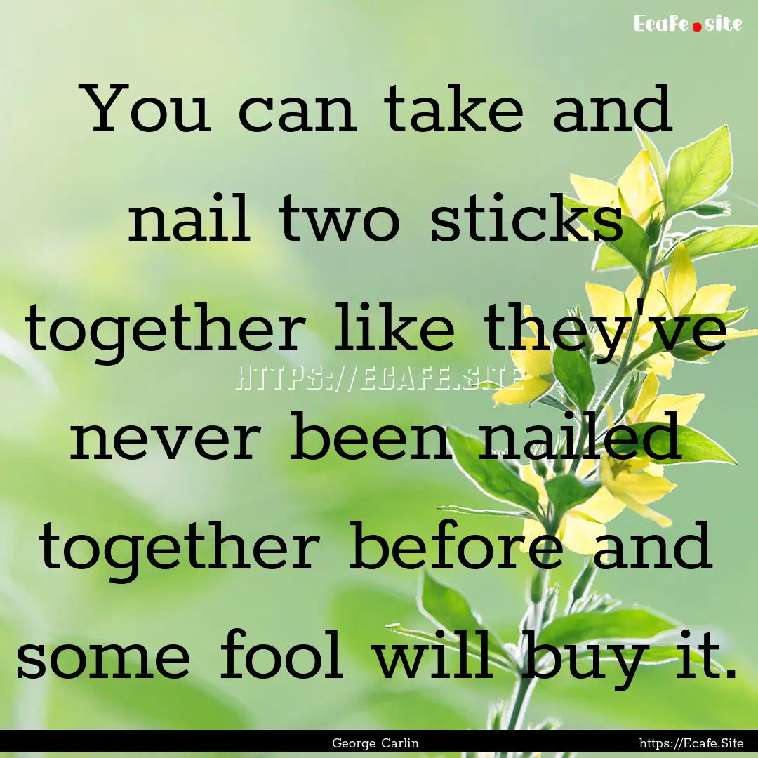 You can take and nail two sticks together.... : Quote by George Carlin