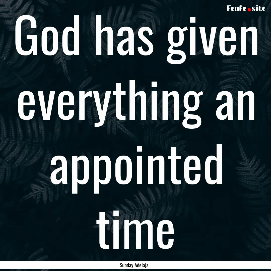 God has given everything an appointed time.... : Quote by Sunday Adelaja