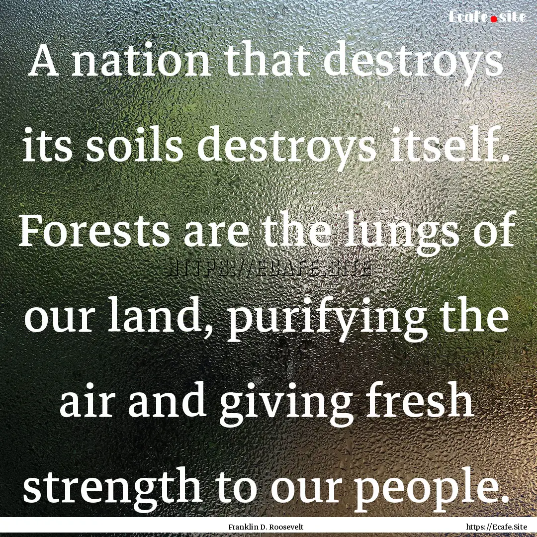 A nation that destroys its soils destroys.... : Quote by Franklin D. Roosevelt