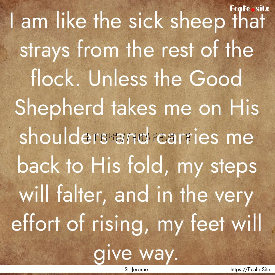 I am like the sick sheep that strays from.... : Quote by St. Jerome