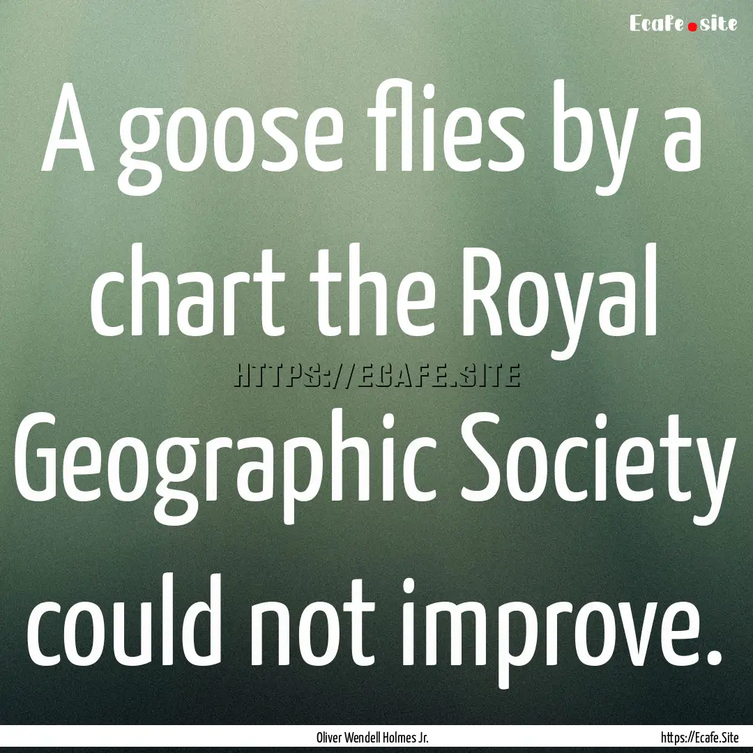 A goose flies by a chart the Royal Geographic.... : Quote by Oliver Wendell Holmes Jr.