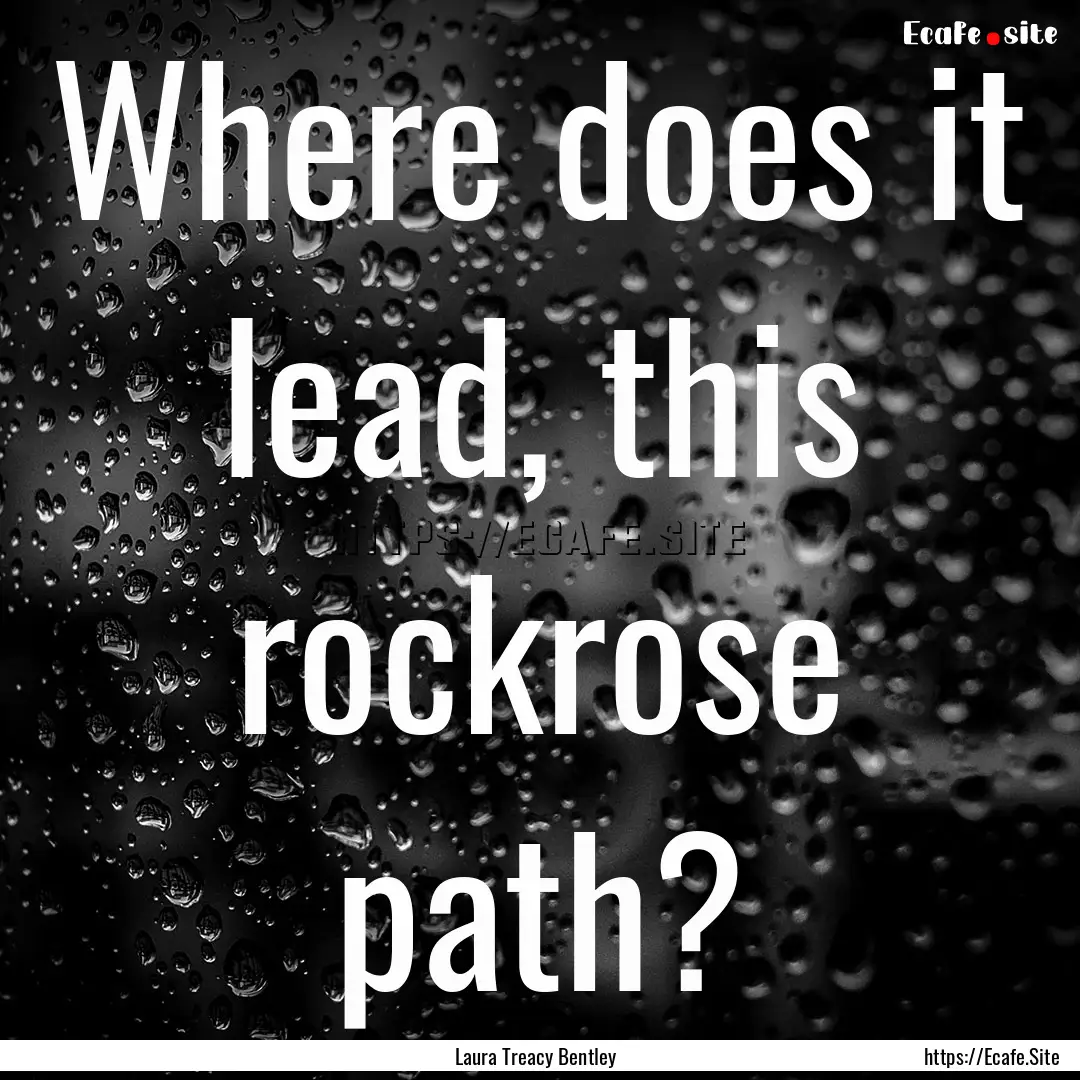 Where does it lead, this rockrose path? : Quote by Laura Treacy Bentley