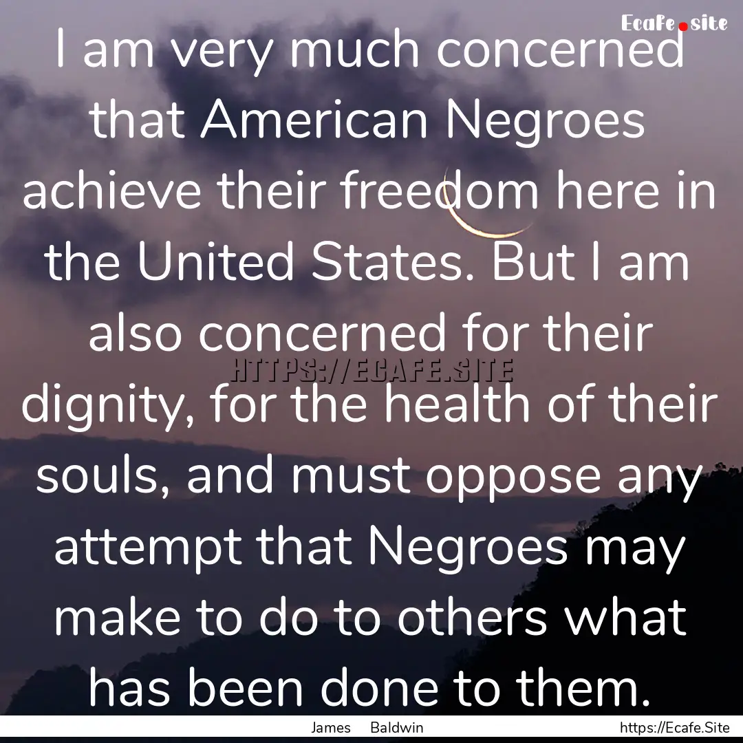 I am very much concerned that American Negroes.... : Quote by James Baldwin