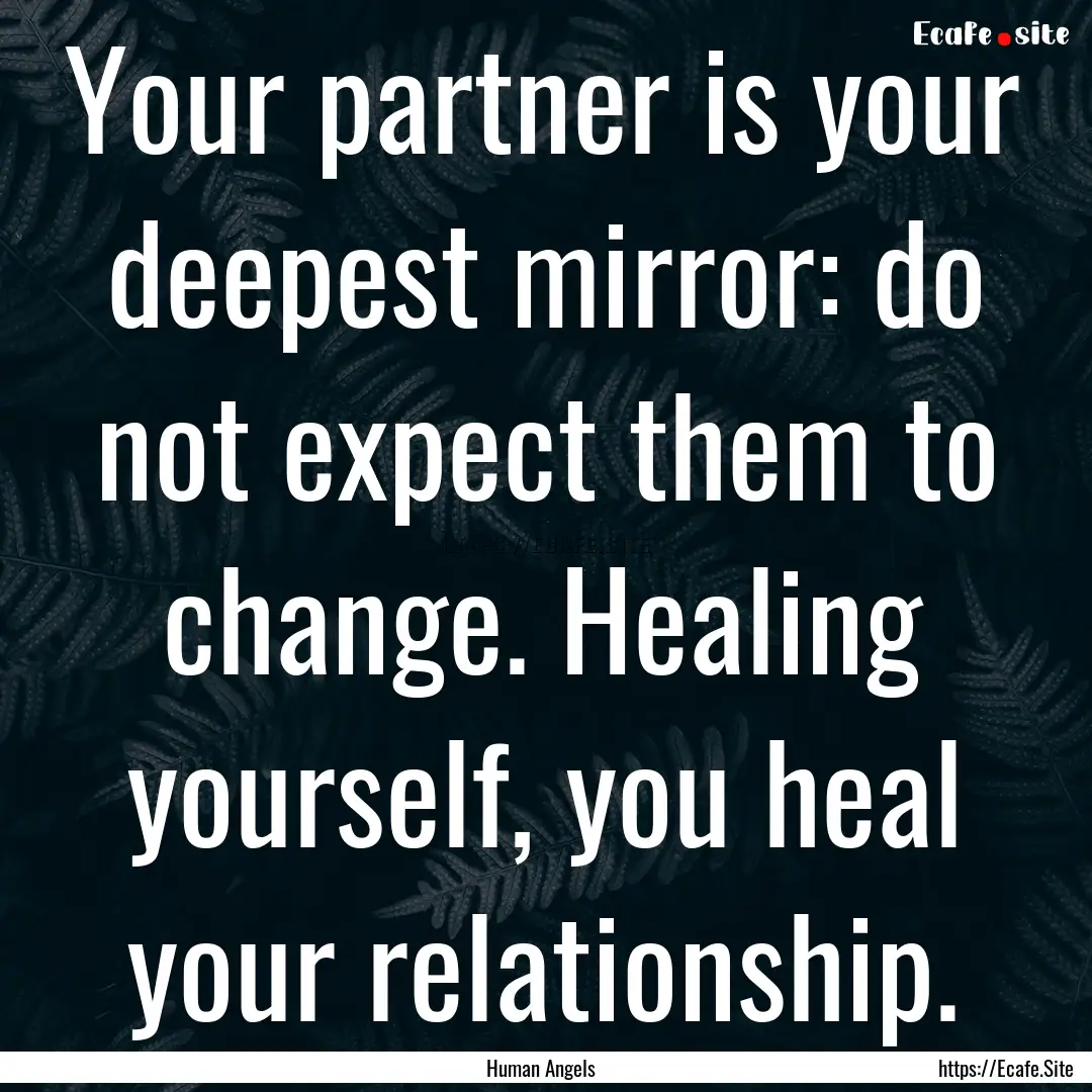 Your partner is your deepest mirror: do not.... : Quote by Human Angels