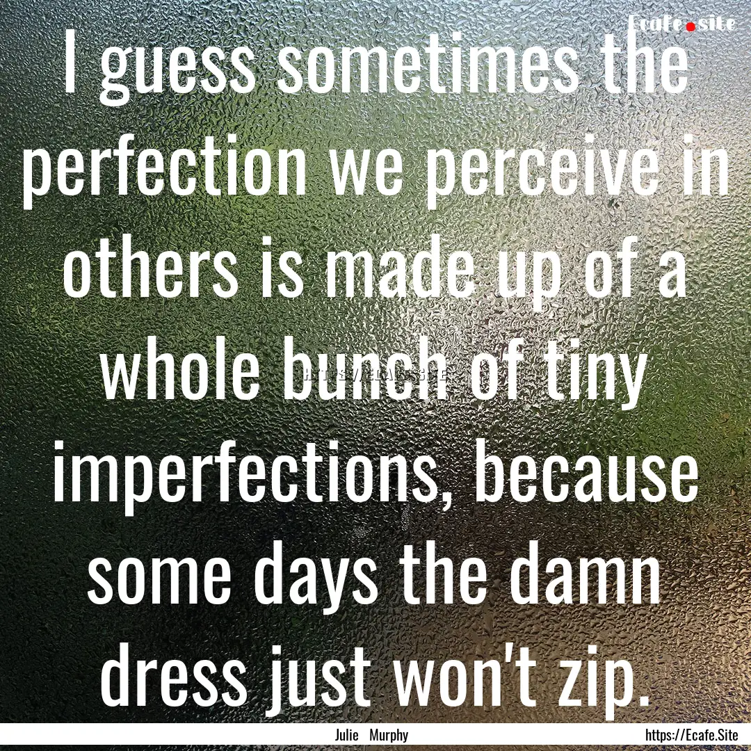 I guess sometimes the perfection we perceive.... : Quote by Julie Murphy